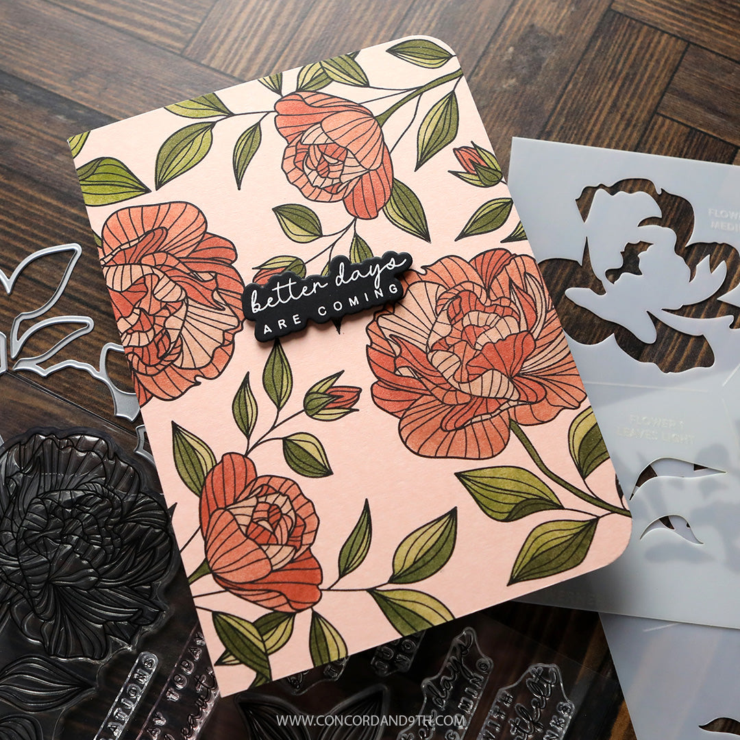 Long Line Roses Stencil Pack