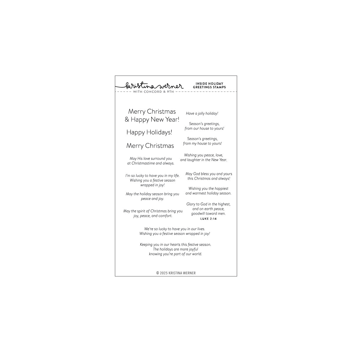 Inside Holiday Greetings Stamp Set