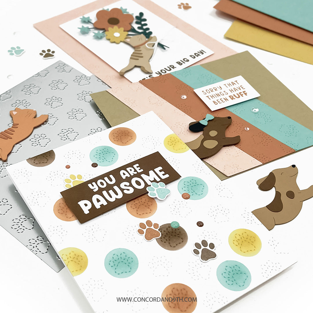 Paw Prints Double Card Front Die
