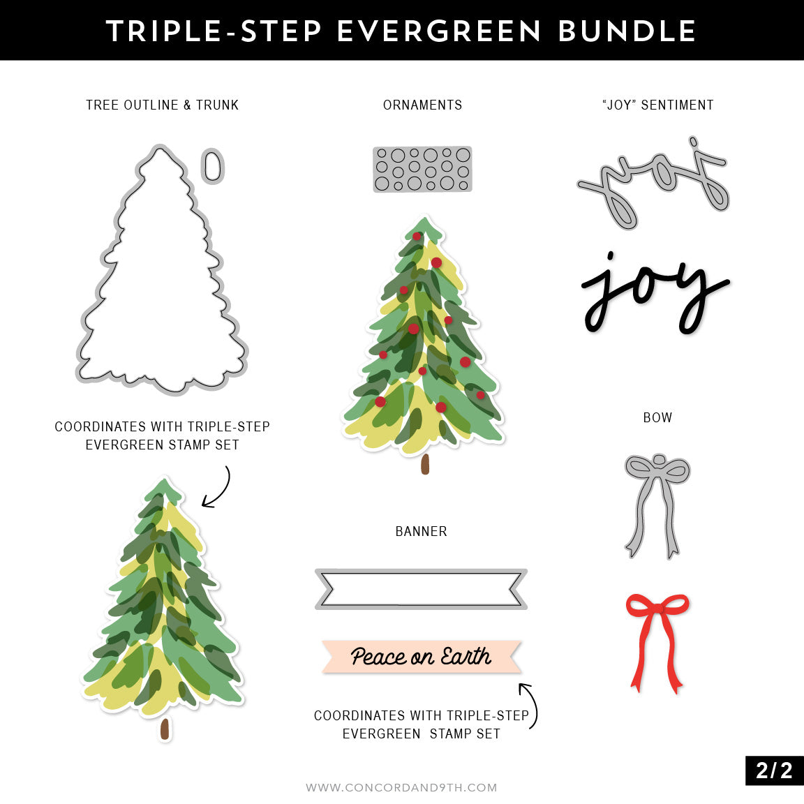 Triple-step Evergreen Stamp Set