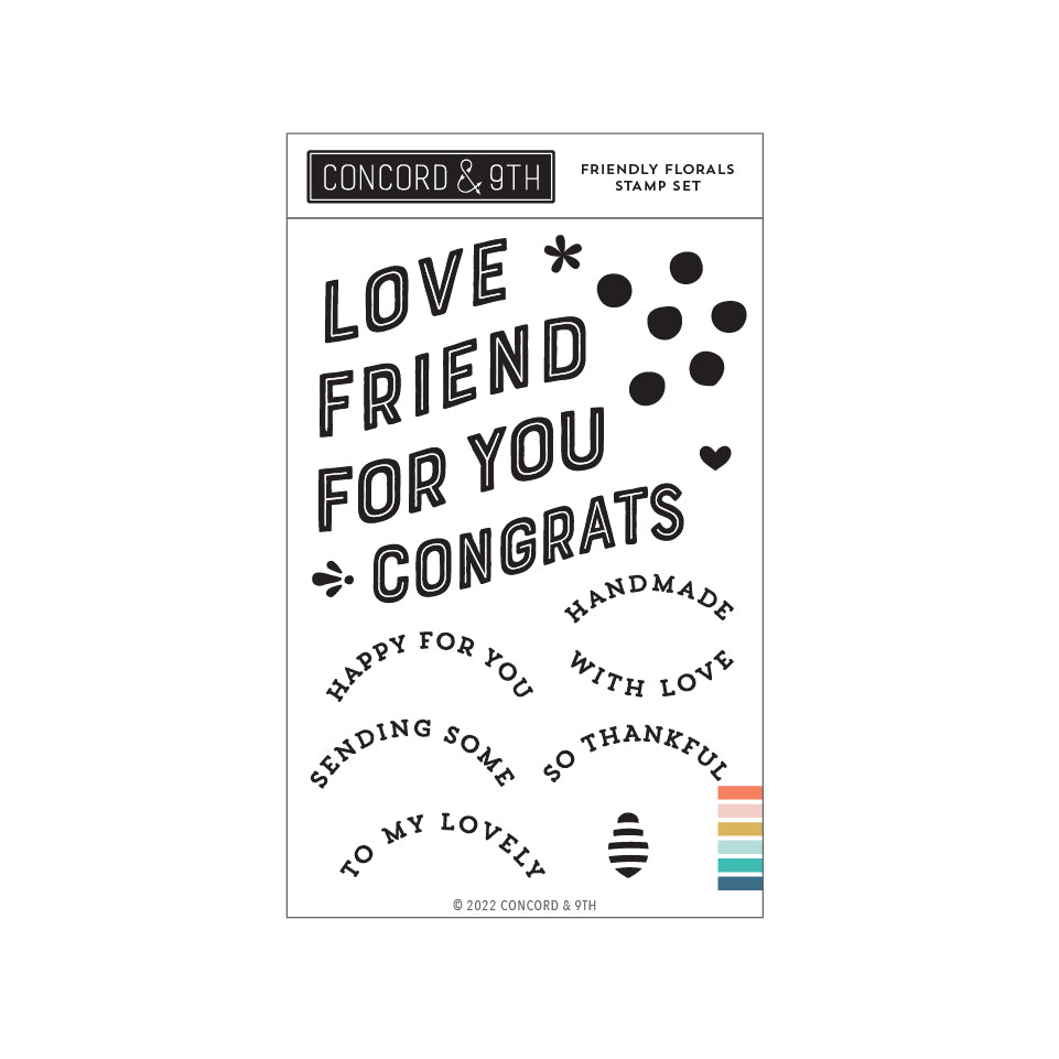 Juego de sellos con motivos florales amigables