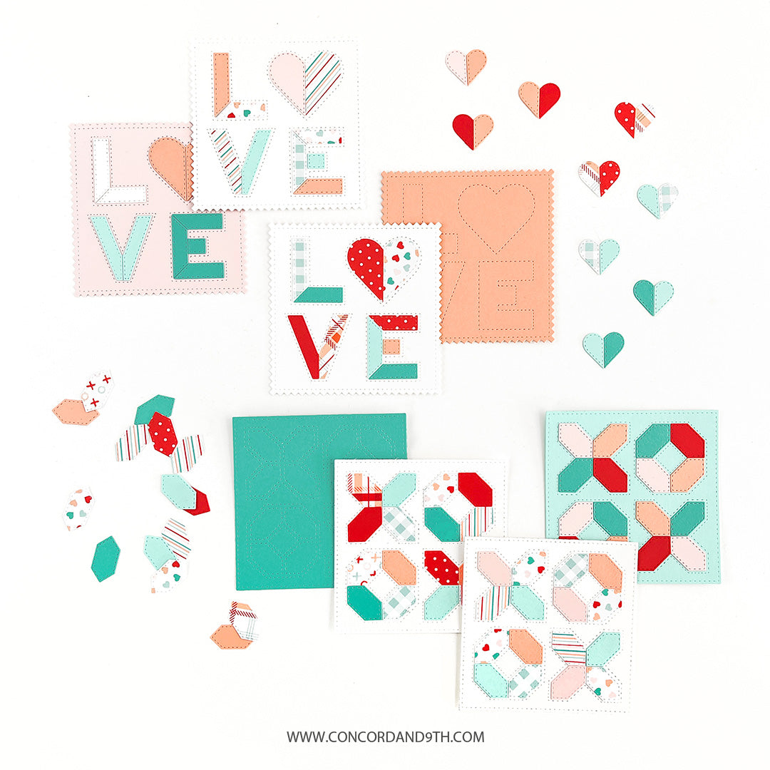 Troqueles para la parte superior de la colcha Love