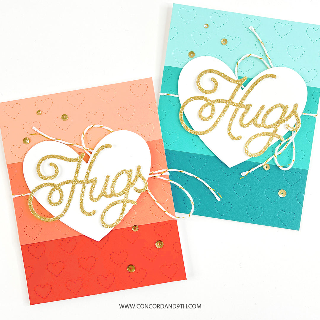 Troquel de frente de tarjeta con corazones cosidos