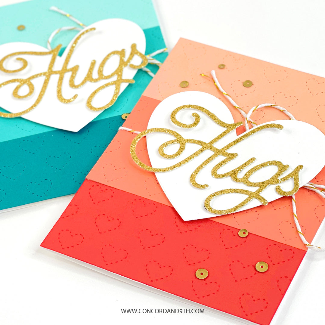 Troquel de frente de tarjeta con corazones cosidos