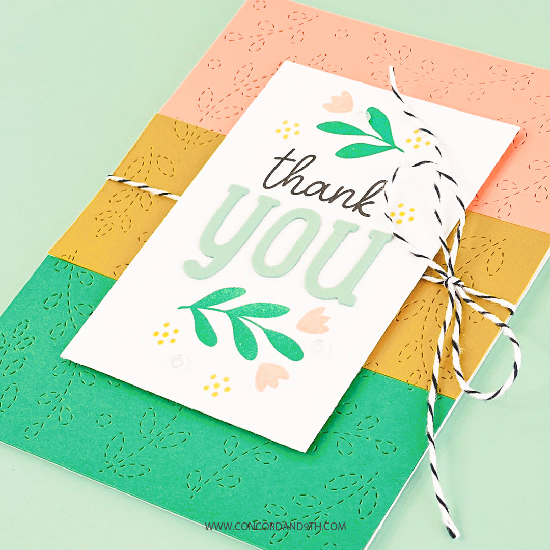 Troquel de frente de tarjeta con vides cosidas