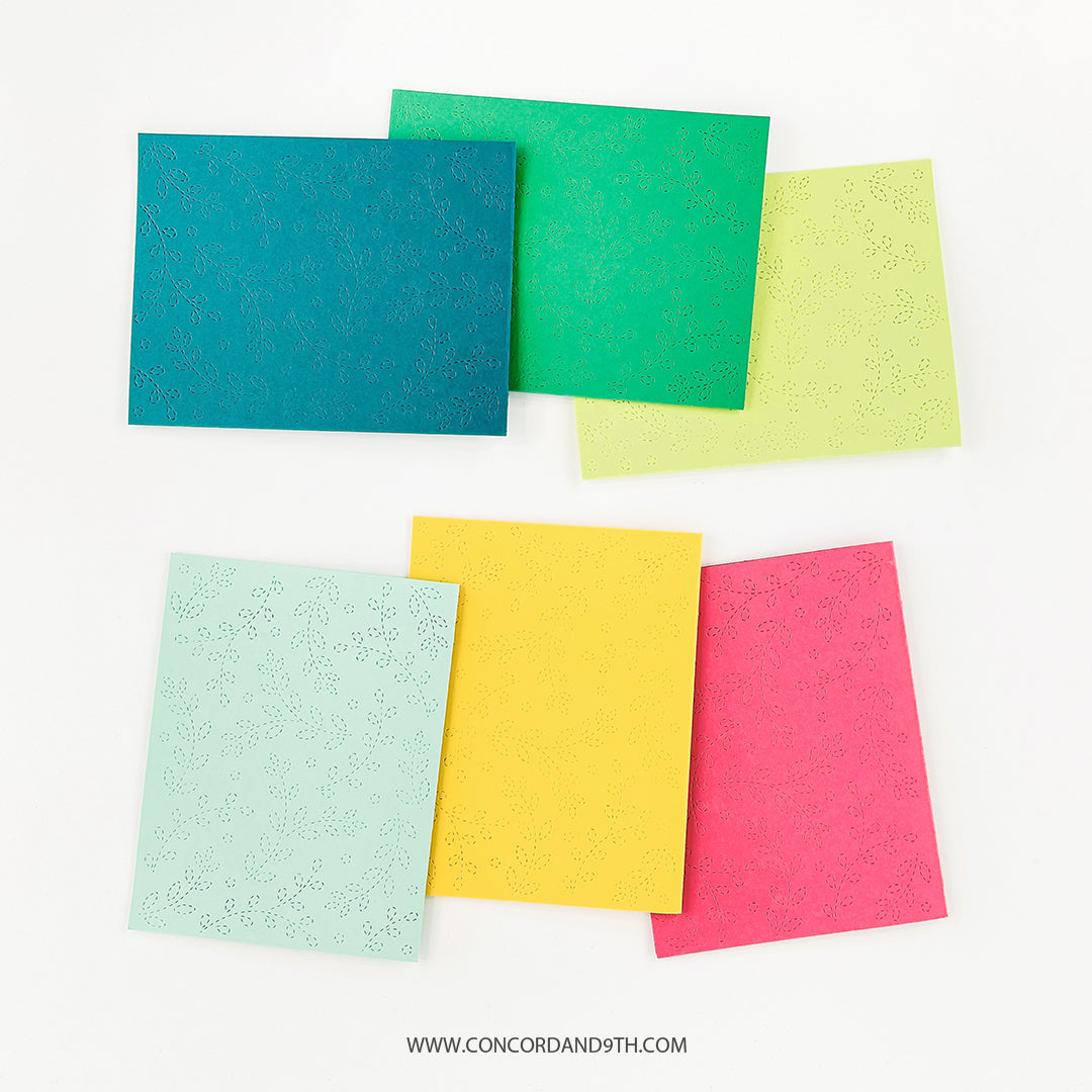 Troquel de frente de tarjeta con vides cosidas