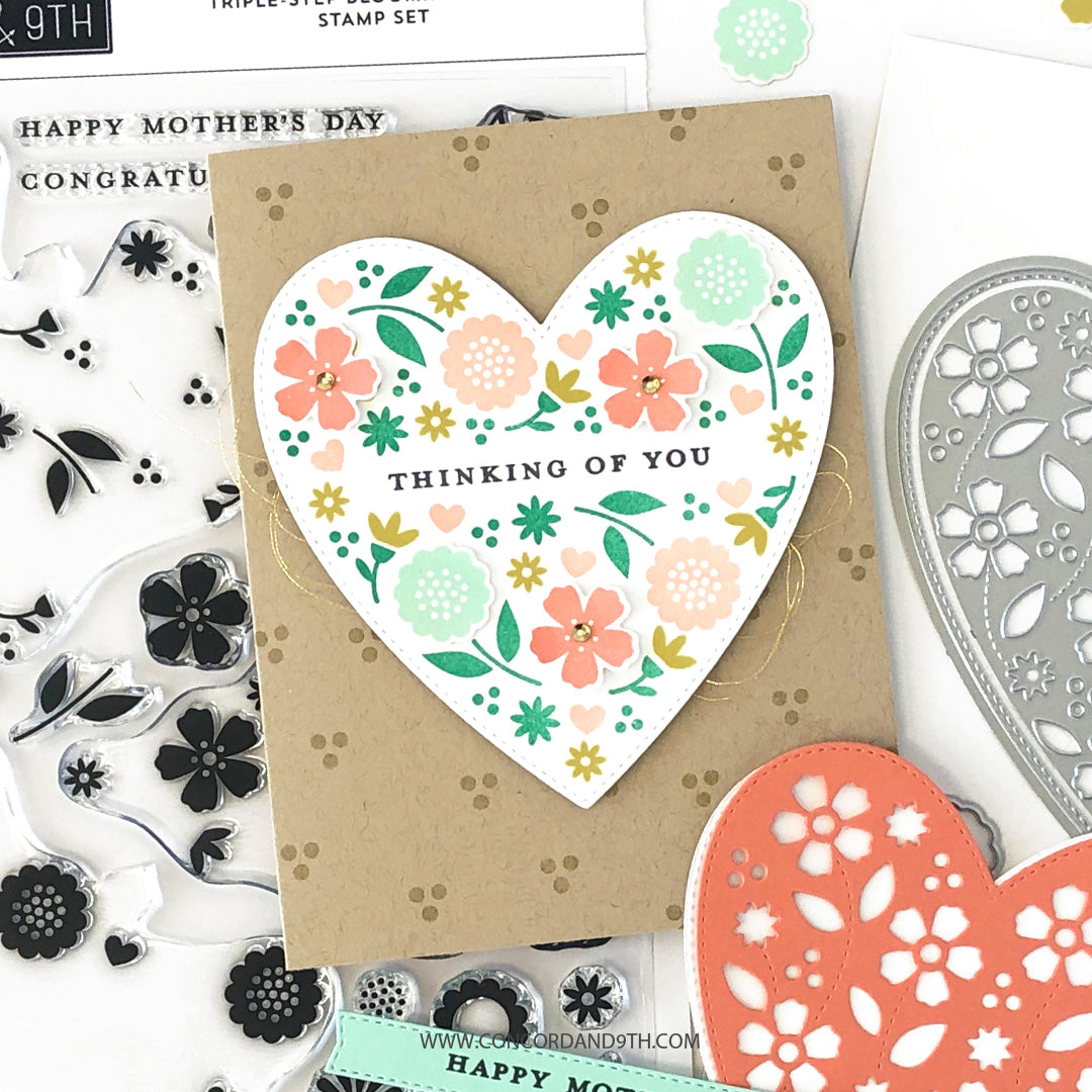 Triple-Step Blooming Heart Stamp Set