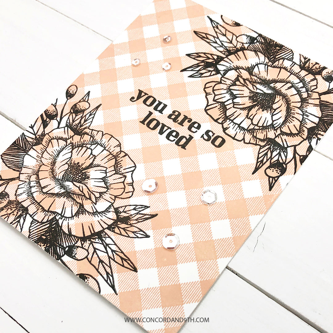 Juego de sellos con fondo de cuadros vichy