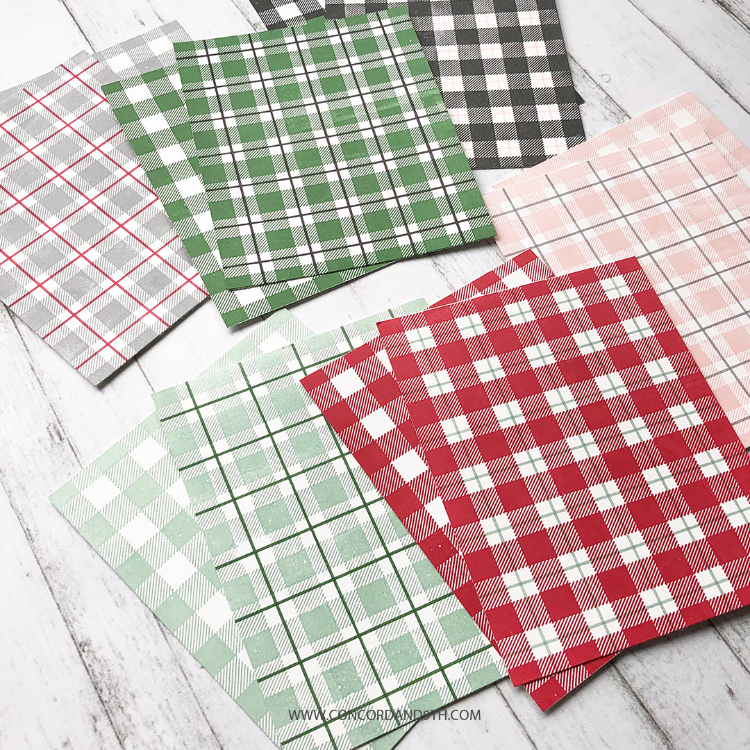 Juego de sellos con fondo de cuadros