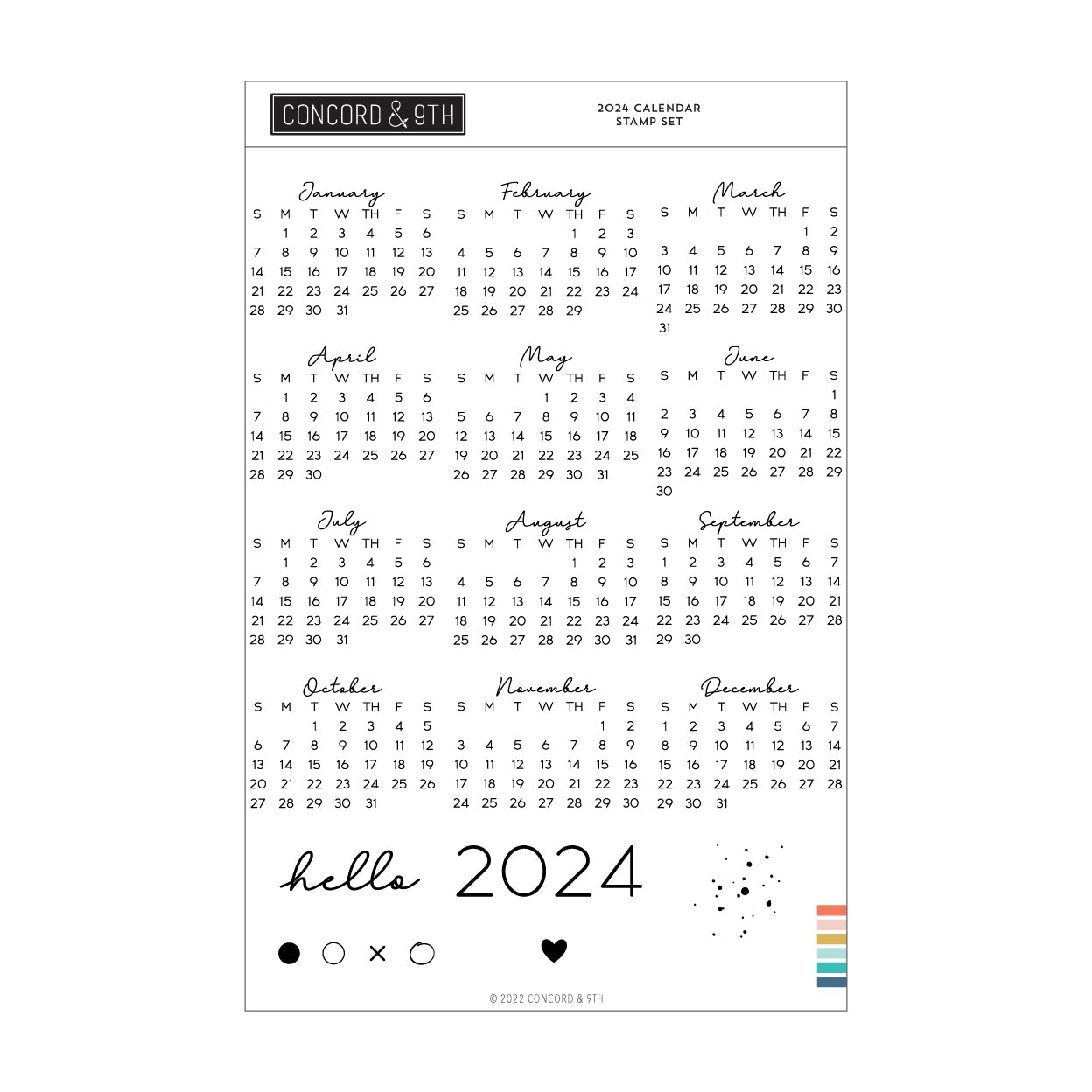 Last Chance: 2024 Calendar Stamp Set - Concord & 9th