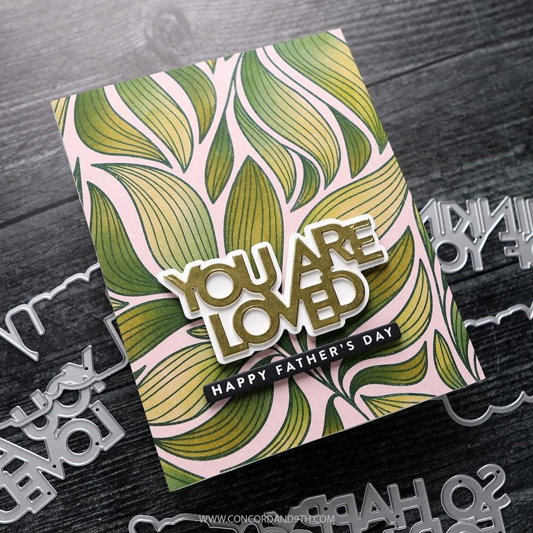 Long Line Leaves Background Stamp