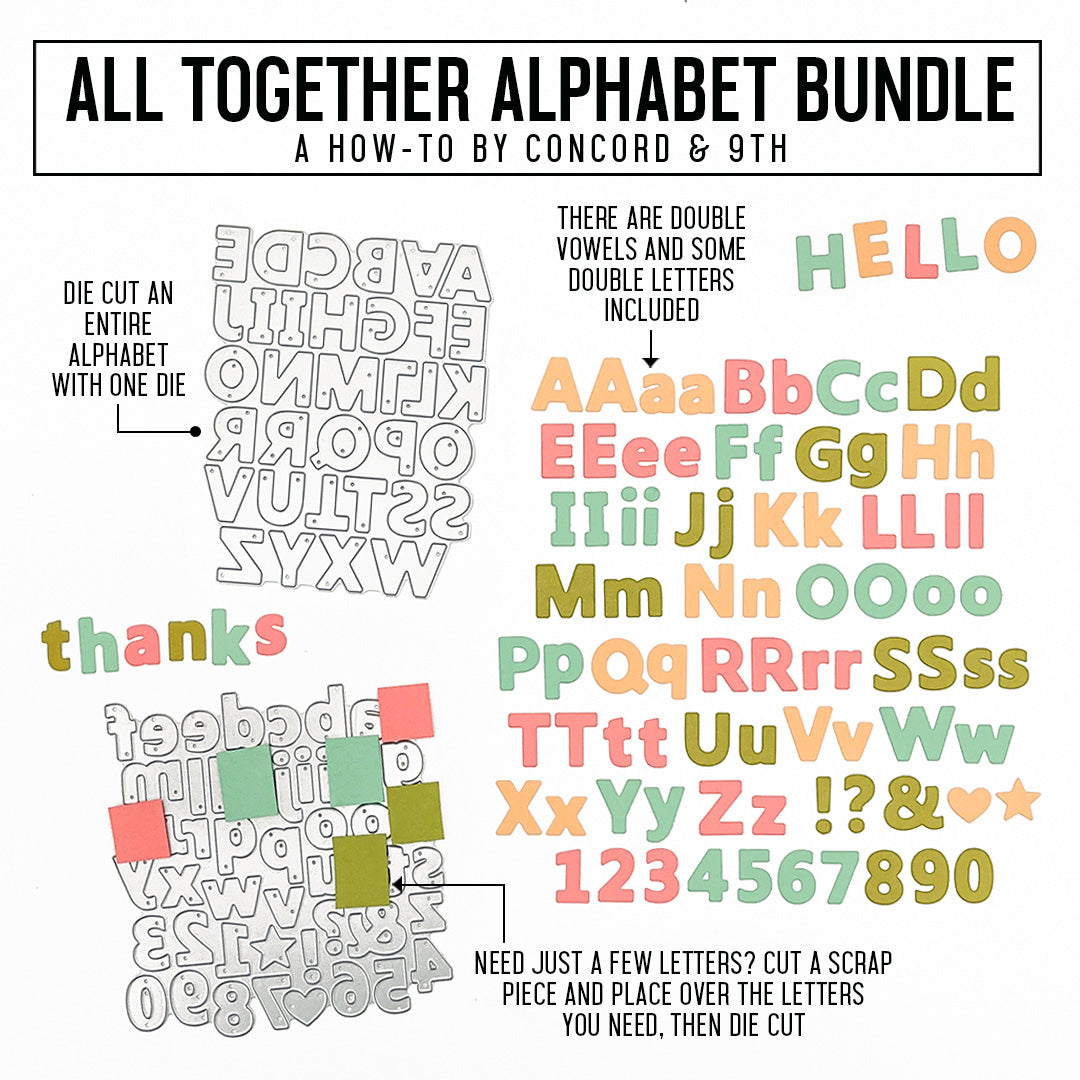 Die Letters All Together Alphabet Lowercase Die - Concord & 9th