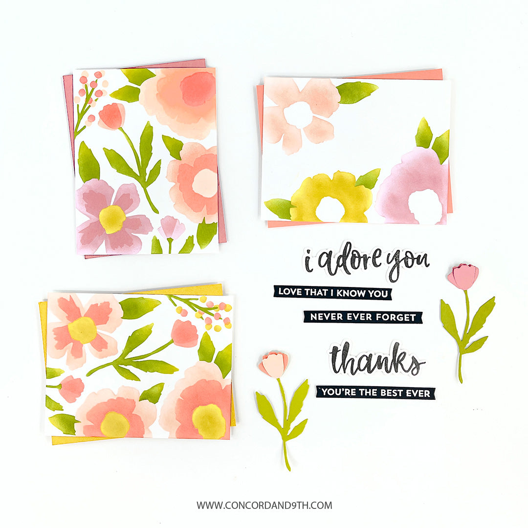 Juego de sellos con motivos de jardín de cabañas