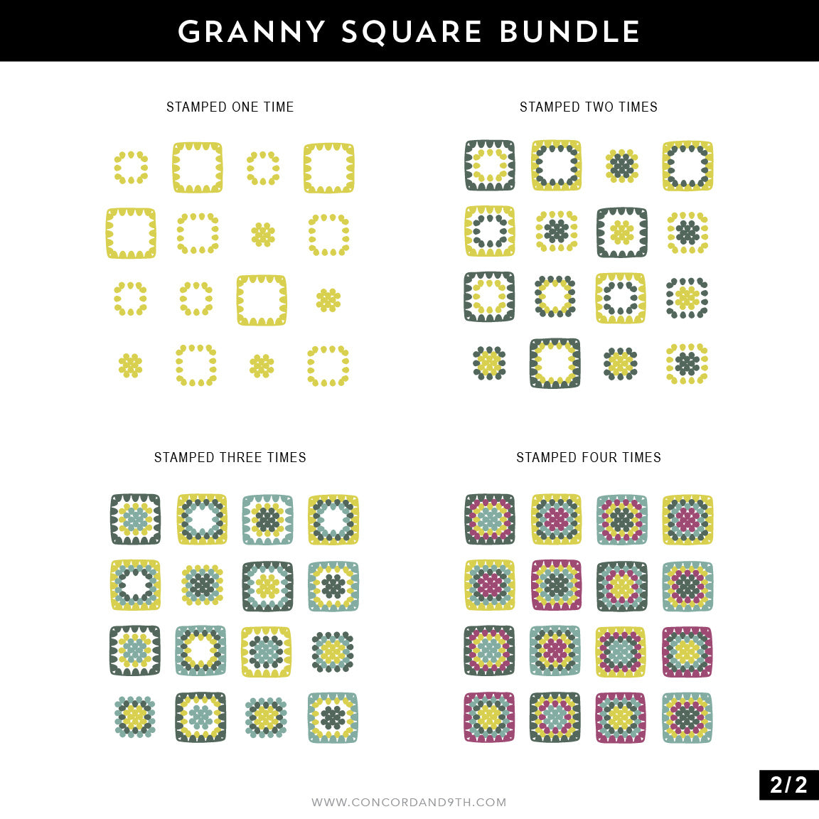 Granny Square Turnabout™ Stamp Set