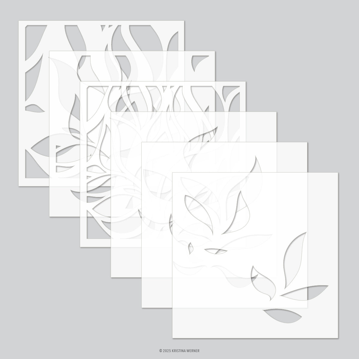 Long Line Leaves Stencil Pack