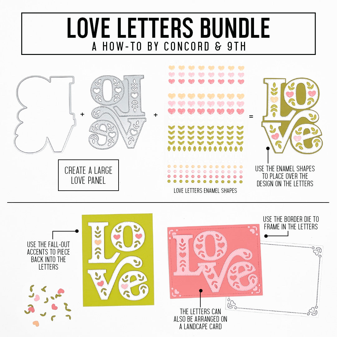 Love Lettered Love Letters Enamel Shapes - Concord & 9th