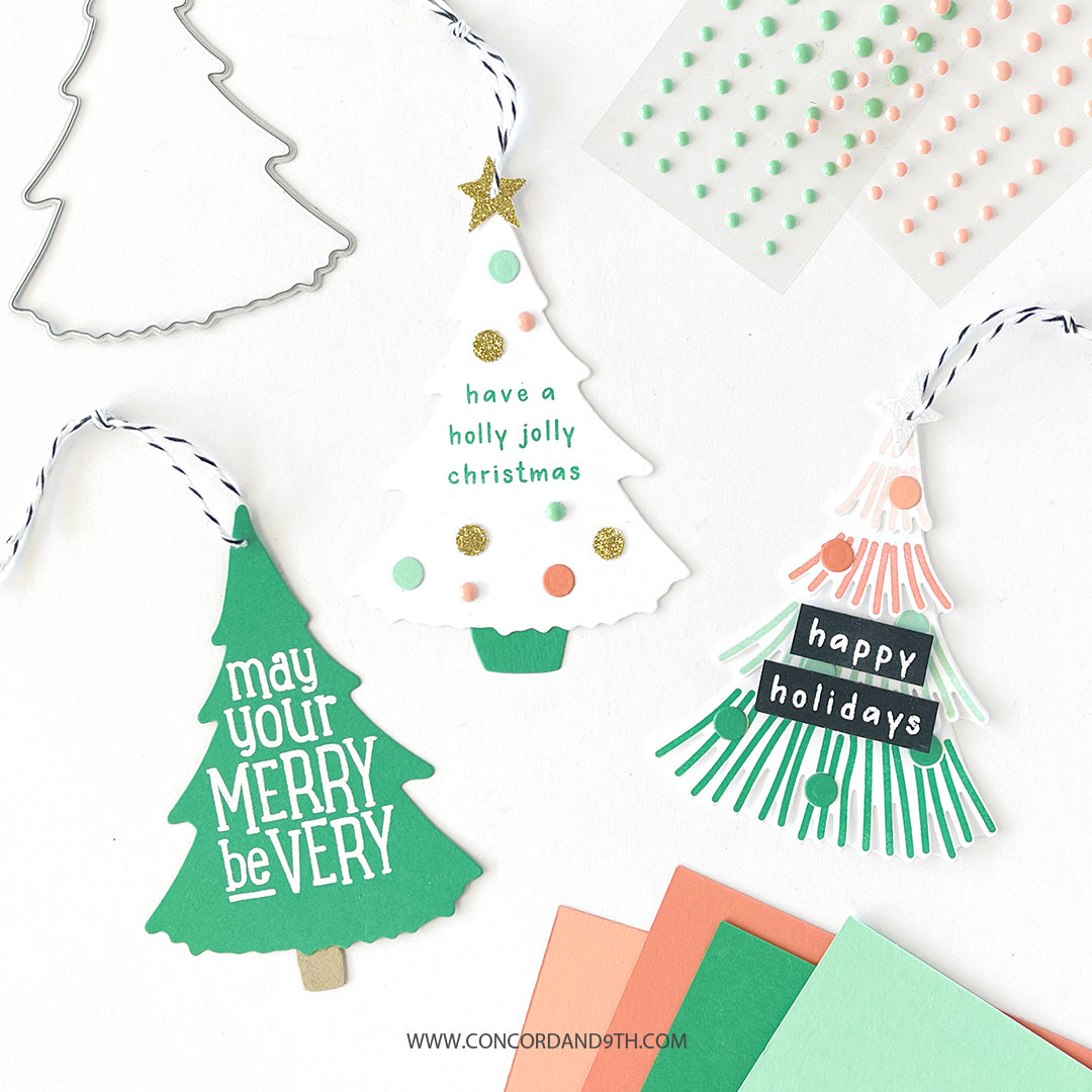 Juego de sellos de árbol con flecos Fa La La