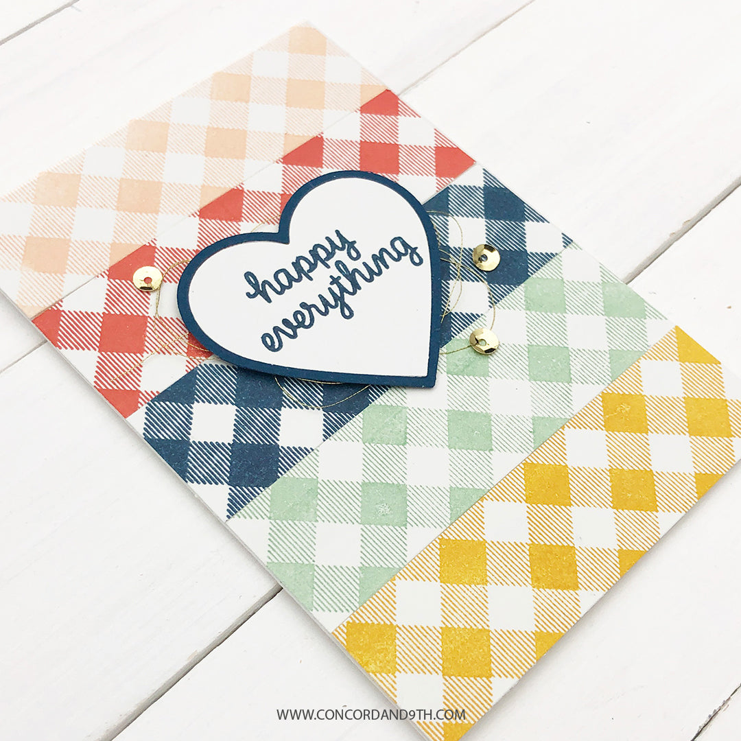 Juego de sellos con fondo de cuadros vichy