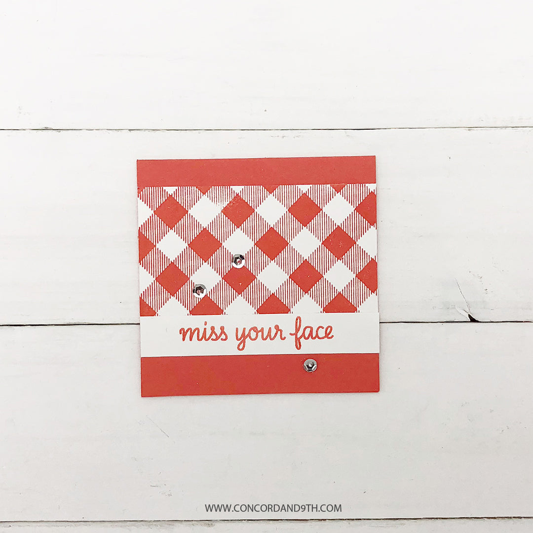 Juego de sellos con fondo de cuadros vichy