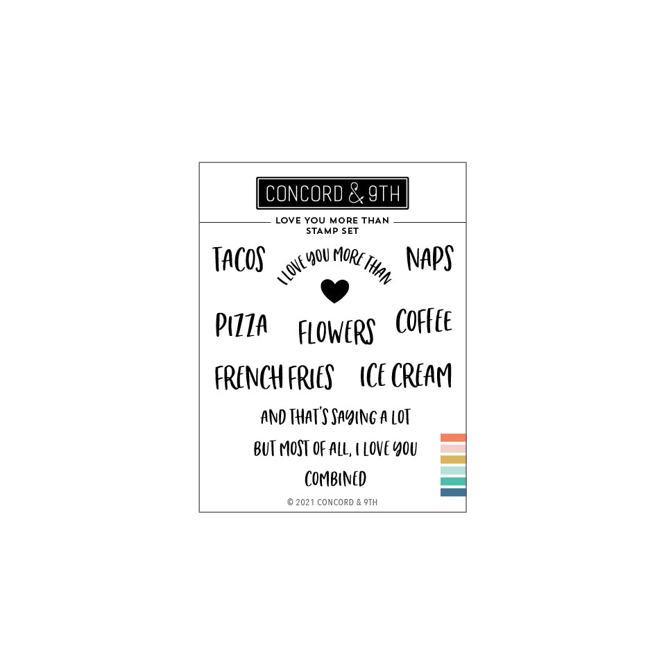 Juego de sellos "Te amo más que"