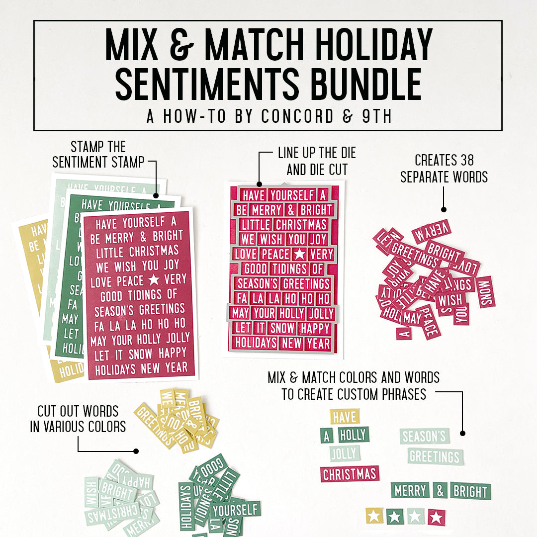 Juego de sellos Mix &amp; Match Holiday Sentiments