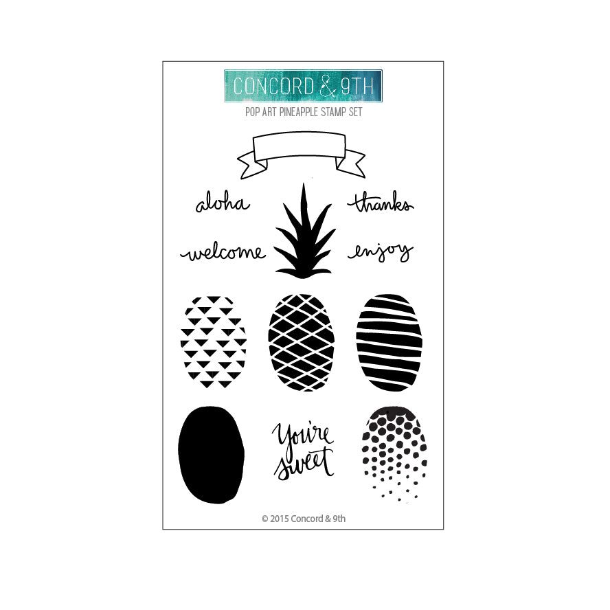 Juego de sellos Pop Art con forma de piña