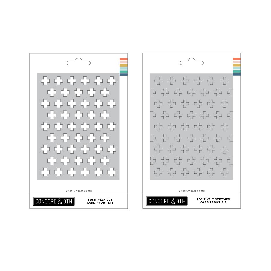 Paquete de tarjetas con frente cosido de manera positiva