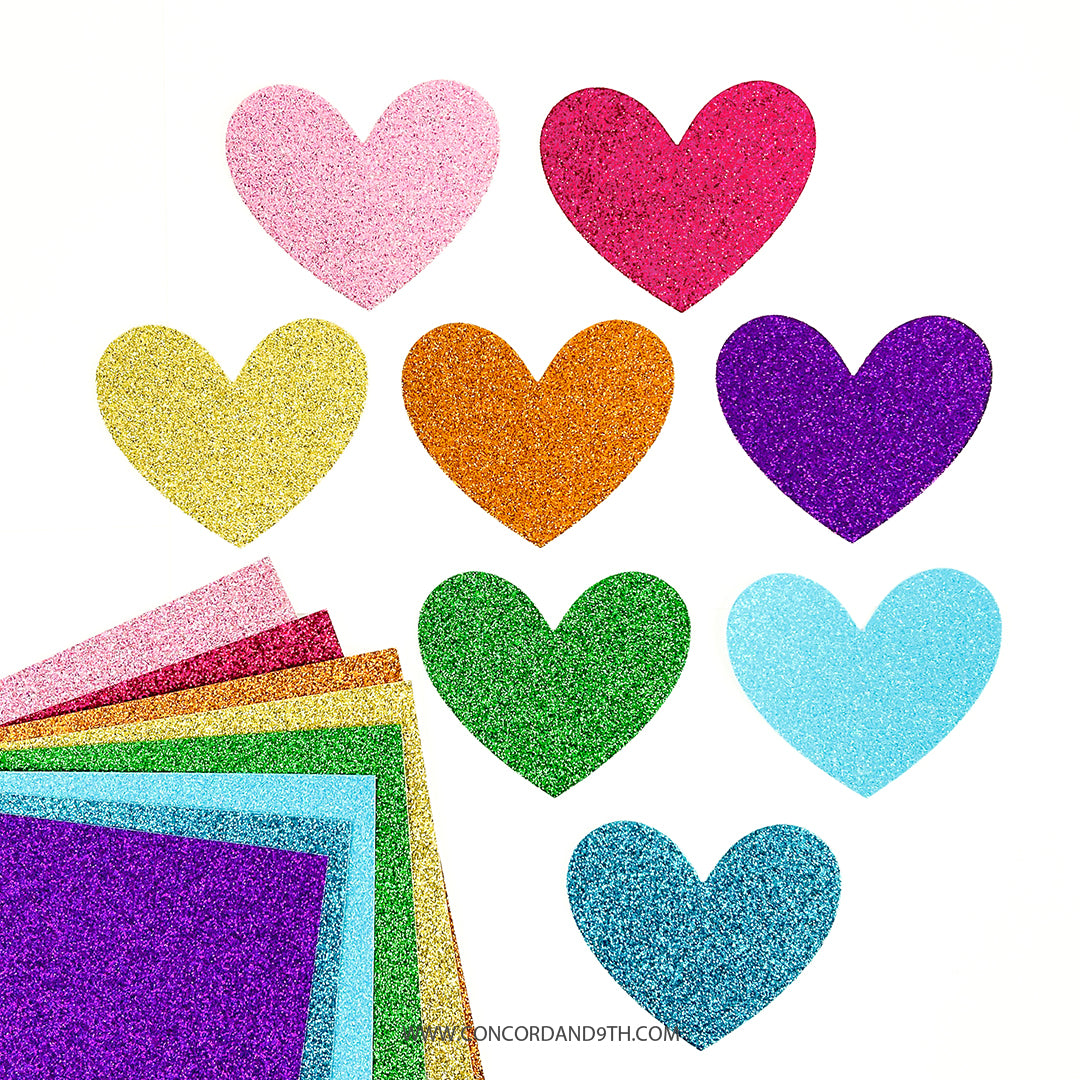 rainbow glitter hearts