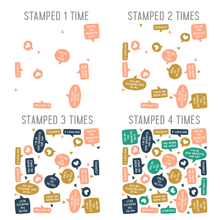 Juego de sellos Turnabout™ con la frase "Diga gracias"