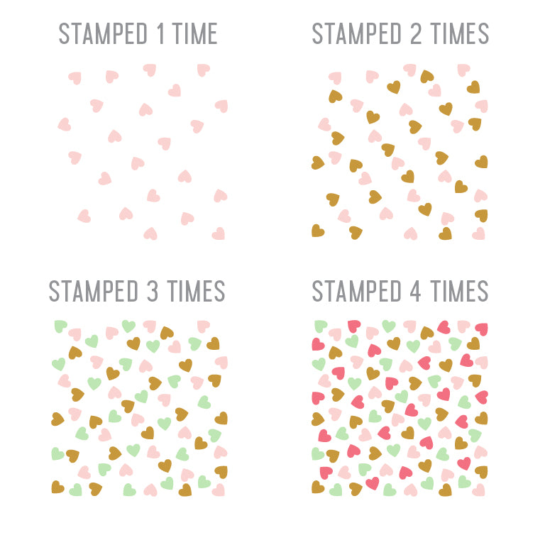 Sello Turnabout™ de corazones dispersos