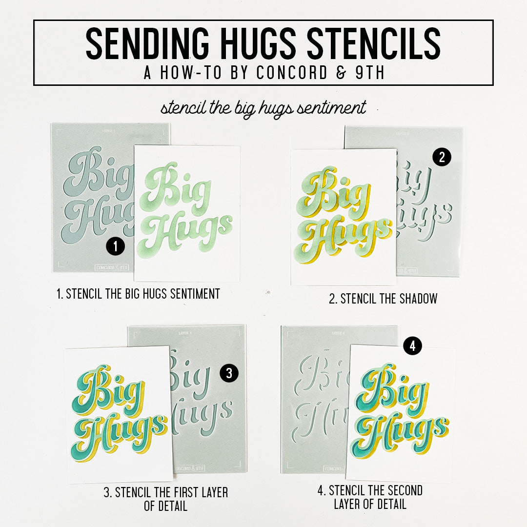 Sending Hugs Stencil Pack
