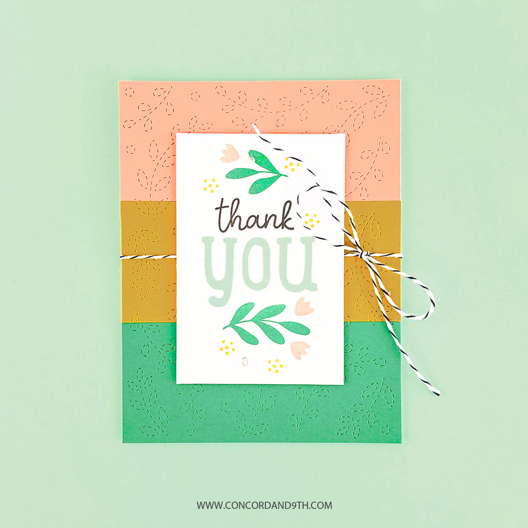 Troquel de frente de tarjeta con vides cosidas