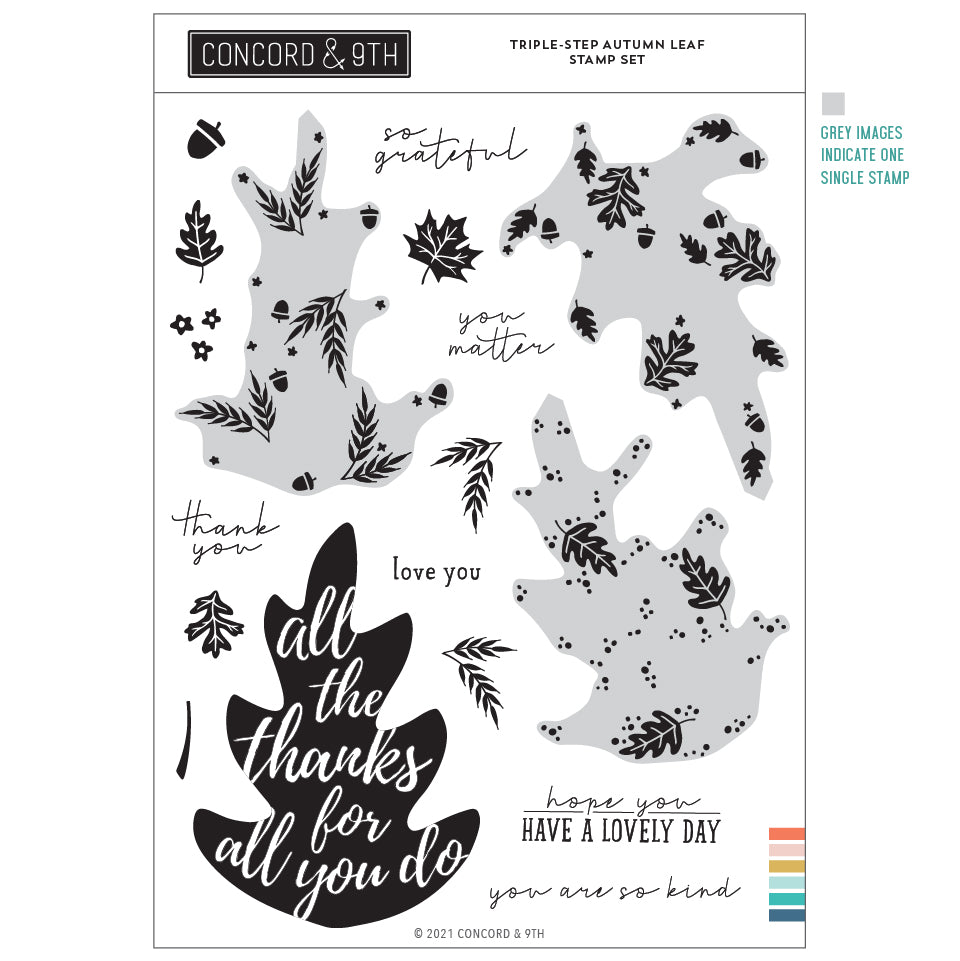 Juego de sellos de hojas de otoño de tres pasos