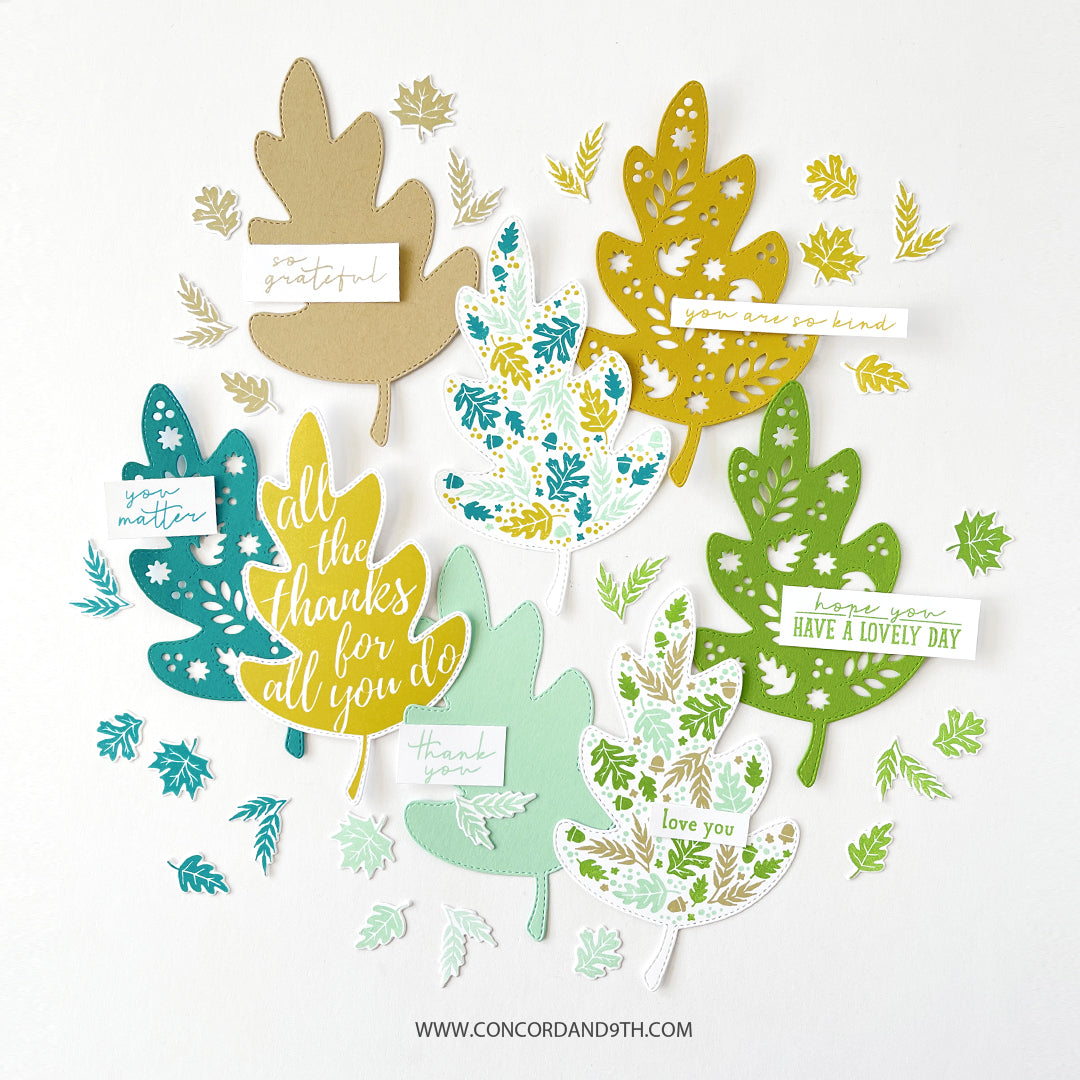 Juego de sellos de hojas de otoño de tres pasos