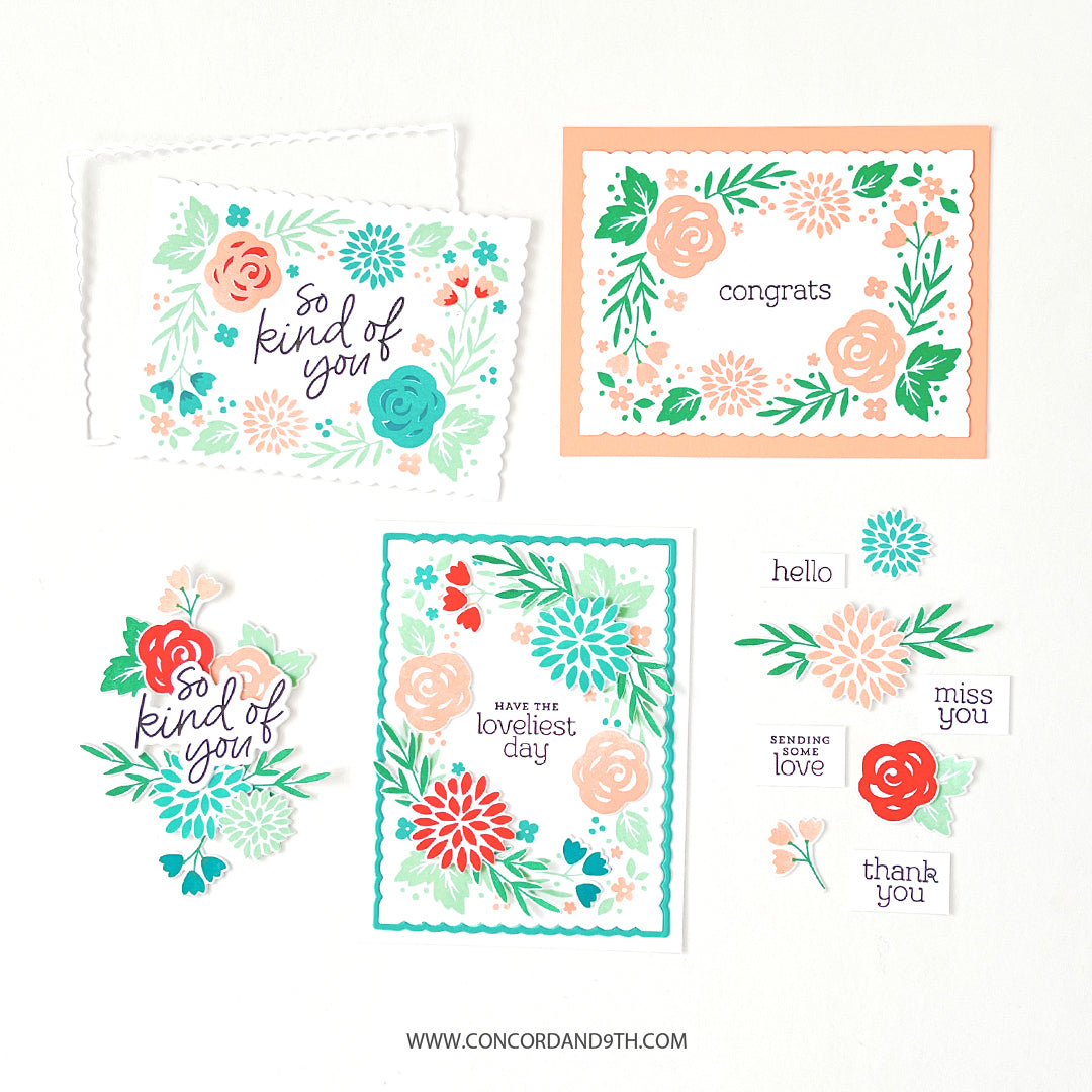 Triple-Step Floral Frame Stamp Set
